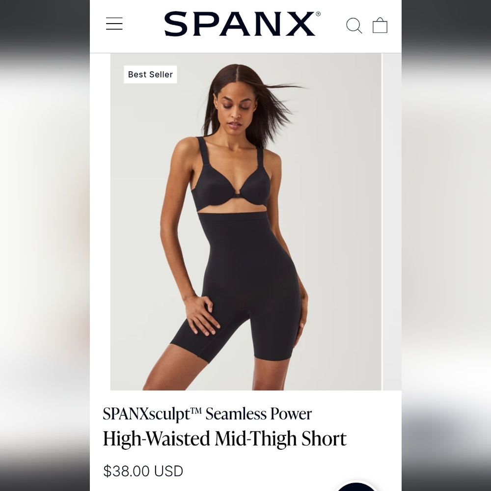SPANX Black High-Waisted Shapewear Shorts Size XL